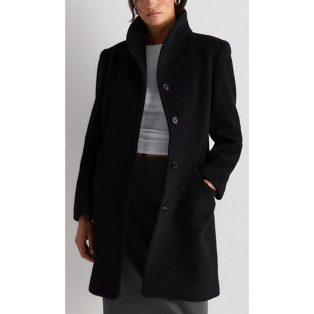 NWT Quince Wool‎ Cashmere Cocoon Coat Black Size L